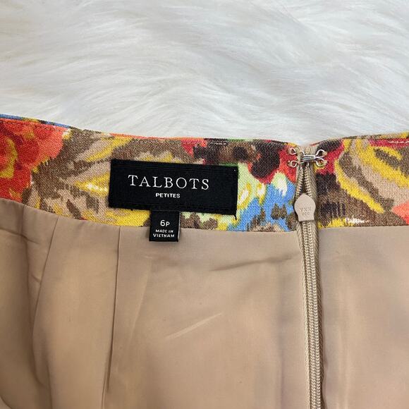 Talbots Floral Pencil Skirt SZ 6P Earth Tones Business Scandi Chic - Picture 4 of 5
